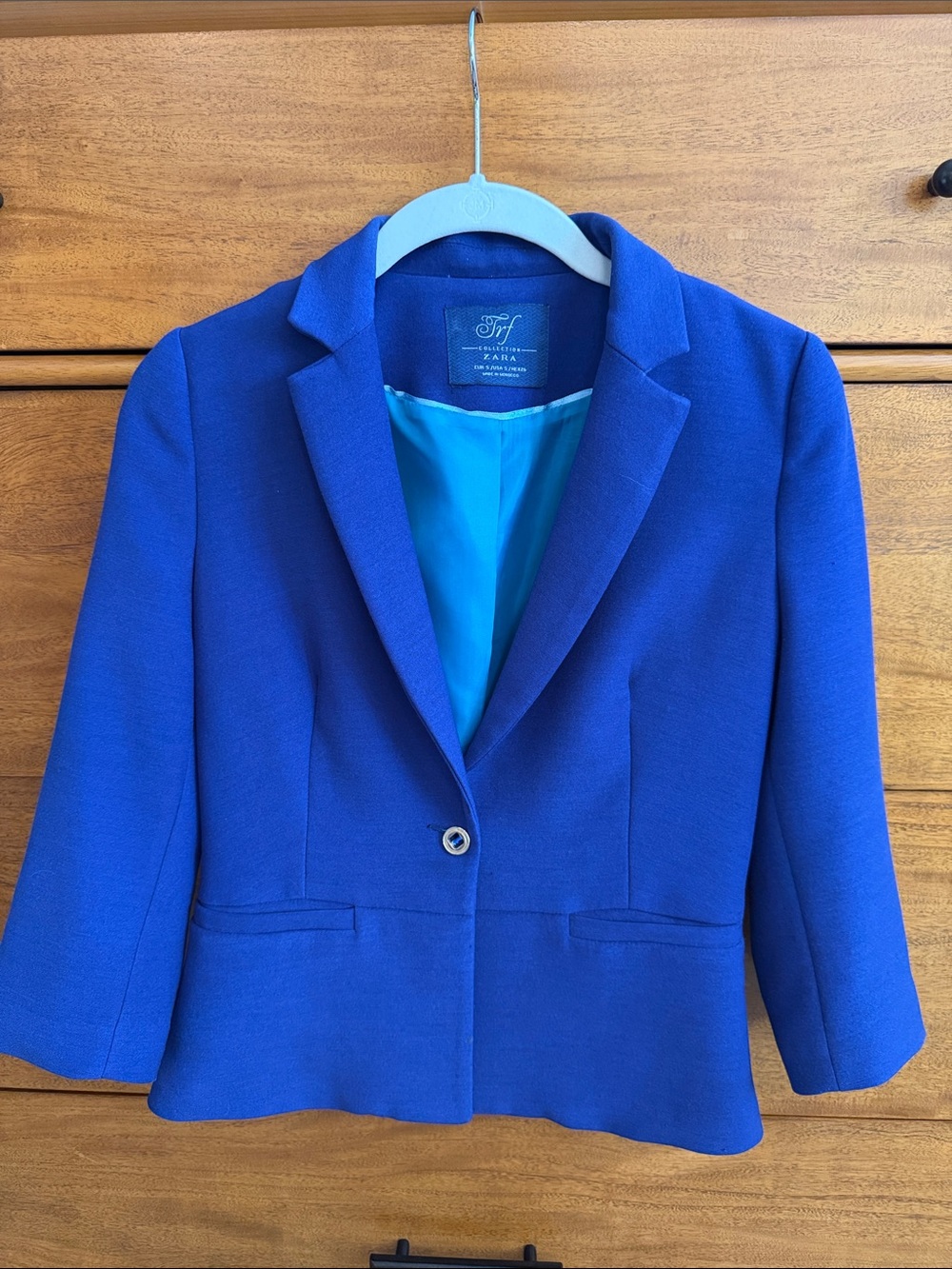 TrF Zara Women's Bright Blue Single-Button Blazer